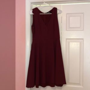 Red V-Neck midi dress